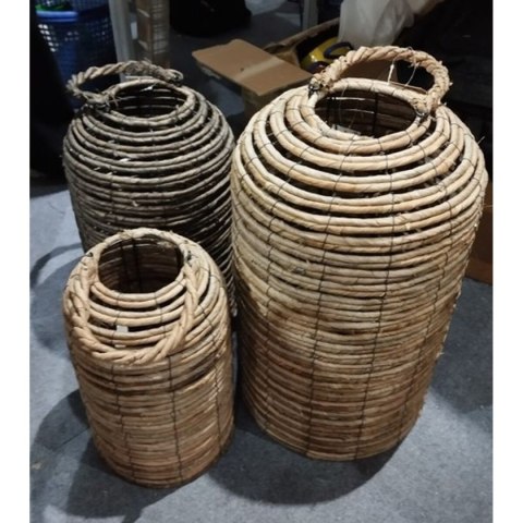 Świeczniki Home ESPRIT wiklinowy Szkło 40 x 40 x 83 cm