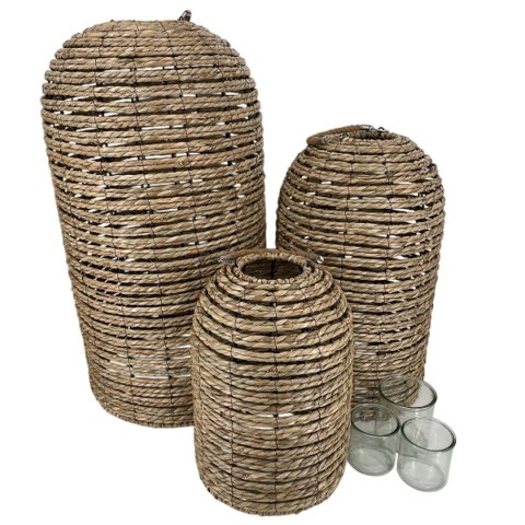 Świeczniki Home ESPRIT wiklinowy Szkło 40 x 40 x 83 cm