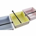 Uchwyt do serwetek DKD Home Decor Niebieski Kolor Zielony Różowy Metal Drewno MDF 3 Części 22 x 18 x 6 cm