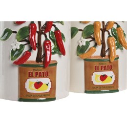 Wazon Home ESPRIT Biały Czerwony Kolor Zielony Ceramika Miejska Papryka 22 x 22 x 28 cm (2 Sztuk)