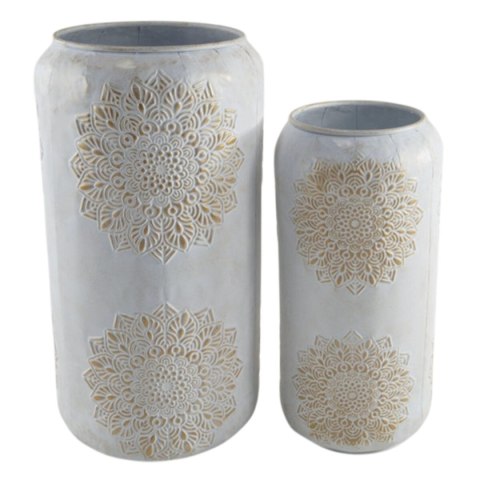 Wazon Home ESPRIT Biały Złoty Metal Arabia 31 x 31 x 60 cm (2 Części)