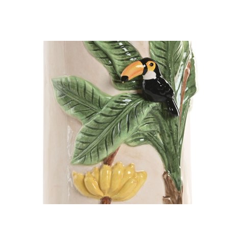 Wazon Home ESPRIT Kolor Zielony Beżowy Ceramika Ptaki Tropikalny 12 x 12 x 22 cm
