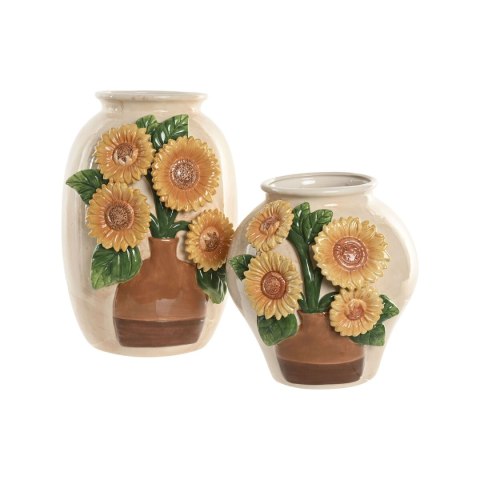 Wazon Home ESPRIT Żółty Beżowy Ceramika Shabby Chic 26 x 26 x 34 cm