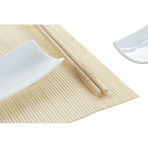 Zestaw do Sushi DKD Home Decor Bambus Kamionka Biały Naturalny Orientalny 28,5 x 19,5 x 3,3 cm (9 Części) (28,5 x 19,5 x 3,3 cm)