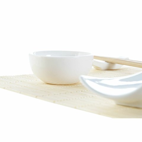 Zestaw do Sushi DKD Home Decor Bambus Kamionka Biały Naturalny Orientalny 28,5 x 19,5 x 3,3 cm (9 Części) (28,5 x 19,5 x 3,3 cm)