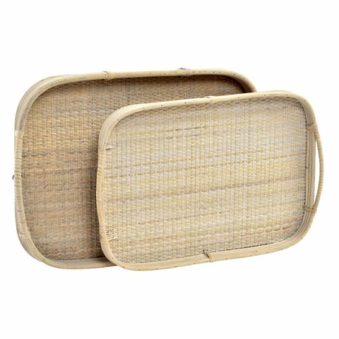 Zestaw tacek DKD Home Decor Brązowy Rattan (51.5 x 36 x 7.5 cm) (44.5 x 31.5 x 6 cm) (2 pcs)