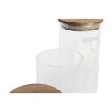 3 pojemniki masy DKD Home Decor 10,2 x 10,2 x 27,7 cm Naturalny Przezroczysty Drewno akacjowe Litery Szkło borokrzemowe