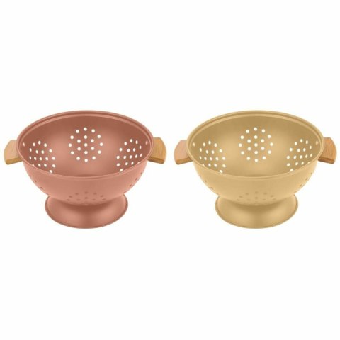 Cedzak do Makaronu DKD Home Decor 30 x 24,5 x 14 cm Terakota Stal nierdzewna Żółty (2 Sztuk)