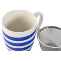 Filiżanka z Filtrem Home ESPRIT Niebieski Czerwony Stal nierdzewna Porcelana 380 ml (4 Sztuk)
