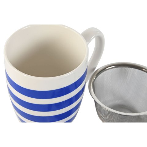 Filiżanka z Filtrem Home ESPRIT Niebieski Czerwony Stal nierdzewna Porcelana 380 ml (4 Sztuk)