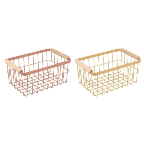 Koszyk wielozadaniowy DKD Home Decor Metal Terakota Żółty Sosna (30,5 x 20 x 14,5 cm) (2 Sztuk)