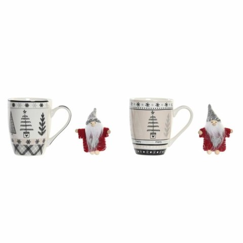 Kubek DKD Home Decor Różowy Czarny Porcelana Bone China (360 ml) (2 Sztuk)