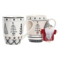 Kubek DKD Home Decor Różowy Czarny Porcelana Bone China (360 ml) (2 Sztuk)