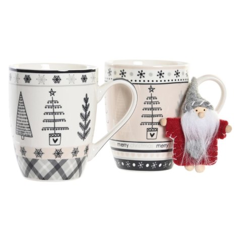 Kubek DKD Home Decor Różowy Czarny Porcelana Bone China (360 ml) (2 Sztuk)