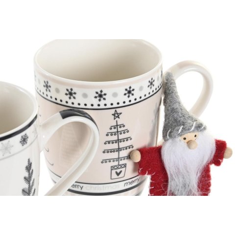 Kubek DKD Home Decor Różowy Czarny Porcelana Bone China (360 ml) (2 Sztuk)
