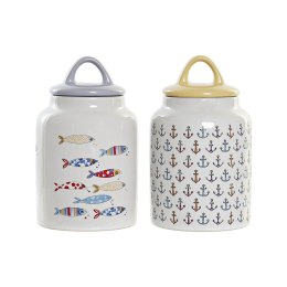 Łódź DKD Home Decor Biały Wielokolorowy Kamionka Śródziemnomorski (2 Sztuk)