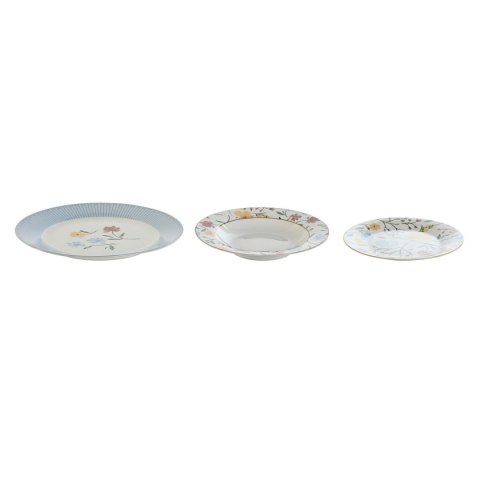 Naczynia DKD Home Decor Niebieski Biały Porcelana Kwiecisty 27 x 27 x 3 cm 18 Części