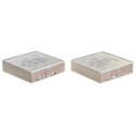 Pojemnik na Herbatę DKD Home Decor Szkło Metal Wielokolorowy Drewno MDF (24,5 x 24,5 x 6 cm) (2 Sztuk)