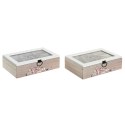 Pojemnik na Herbatę DKD Home Decor Szkło Wielokolorowy Drewno MDF (2 Sztuk) (23 x 15 x 7 cm)