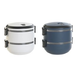 Pojemnik na Lunch DKD Home Decor Niebieski Biały Ciemny szary Stal nierdzewna polipropylen 1,5 L (2 Sztuk)