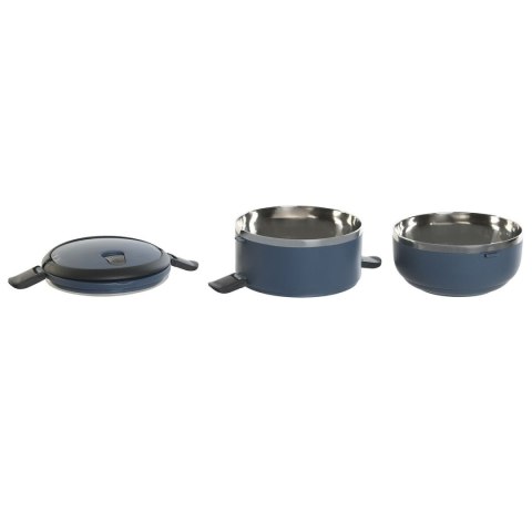 Pojemnik na Lunch DKD Home Decor Niebieski Biały Ciemny szary Stal nierdzewna polipropylen 1,5 L (2 Sztuk)