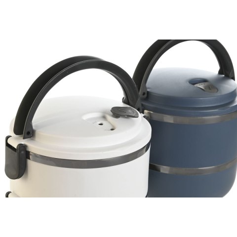 Pojemnik na Lunch DKD Home Decor Niebieski Biały Ciemny szary Stal nierdzewna polipropylen 1,5 L (2 Sztuk)
