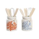 Pojemnik na przybory kuchenne DKD Home Decor Metal Dolomite Drewno MDF 12 x 12 x 22 cm (2 Sztuk)