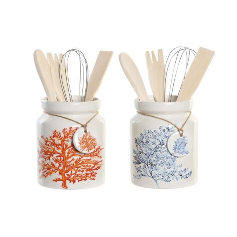 Pojemnik na przybory kuchenne DKD Home Decor Metal Dolomite Drewno MDF 12 x 12 x 22 cm (2 Sztuk)