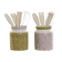 Pojemnik na przybory kuchenne DKD Home Decor Metal Dolomite Drewno MDF 12 x 12 x 25 cm (2 Sztuk)
