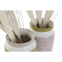 Pojemnik na przybory kuchenne DKD Home Decor Metal Dolomite Drewno MDF 12 x 12 x 25 cm (2 Sztuk)