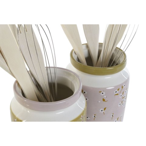 Pojemnik na przybory kuchenne DKD Home Decor Metal Dolomite Drewno MDF 12 x 12 x 25 cm (2 Sztuk)