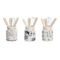 Pojemnik na przybory kuchenne DKD Home Decor Metal Dolomite Drewno MDF 12 x 12 x 25 cm (3 Sztuk)