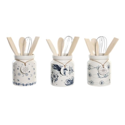 Pojemnik na przybory kuchenne DKD Home Decor Metal Dolomite Drewno MDF 12 x 12 x 25 cm (3 Sztuk)
