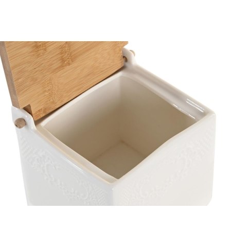 Solniczka z pokrywką DKD Home Decor 10,5 x 9 x 9 cm Naturalny Porcelana Biały