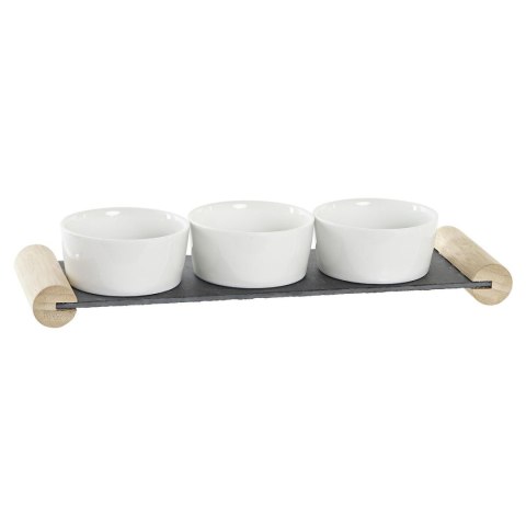 Tacka do przekąsek DKD Home Decor Biały Czarny Kamionka Deska 33 x 10 x 5,8 cm