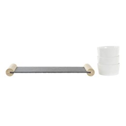 Tacka do przekąsek DKD Home Decor Biały Czarny Kamionka Deska 33 x 10 x 5,8 cm