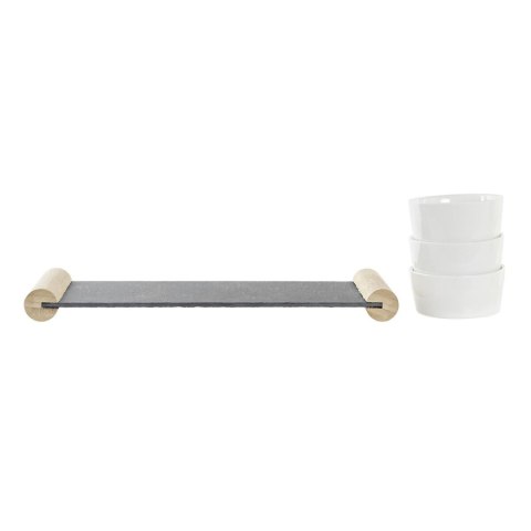 Tacka do przekąsek DKD Home Decor Biały Czarny Kamionka Deska 33 x 10 x 5,8 cm