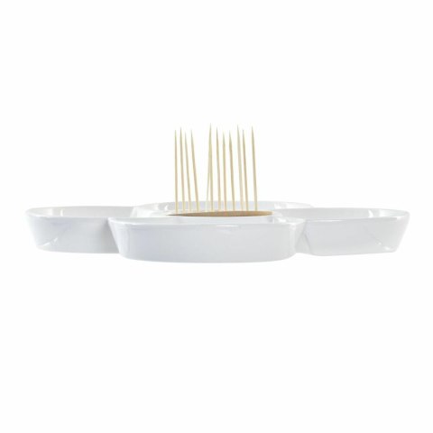 Tacka do przekąsek DKD Home Decor Niebieski Naturalny Bambus Kamionka Śródziemnomorski 25 x 25 x 10 cm