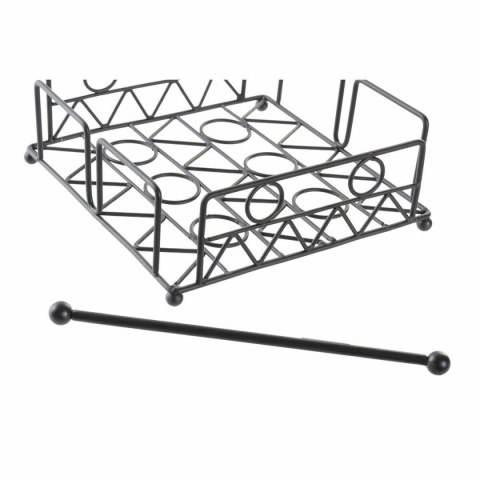 Uchwyt do serwetek DKD Home Decor Geometryczny Czarny Metal 18 x 18 x 7 cm