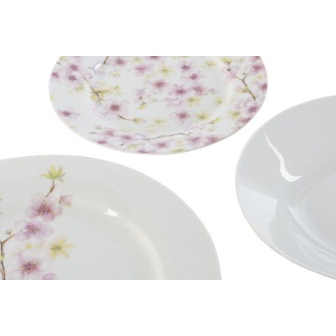 Zestaw Obiadowy Home ESPRIT Biały Kolor Zielony Różowy Porcelana 18 Części 27 x 27 x 2 cm