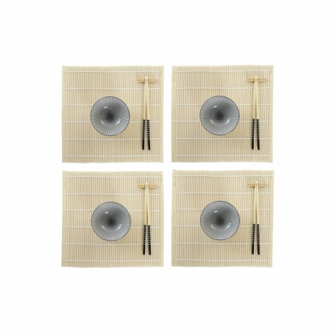 Zestaw do Sushi DKD Home Decor 14,5 x 14,5 x 31 cm Czarny Kamionka Orientalny (16 Części)