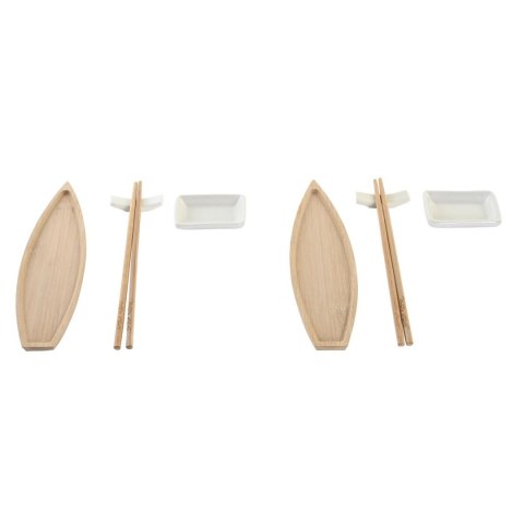 Zestaw do Sushi DKD Home Decor 8 x 5 x 2 cm Ceramika Naturalny Biały Orientalny