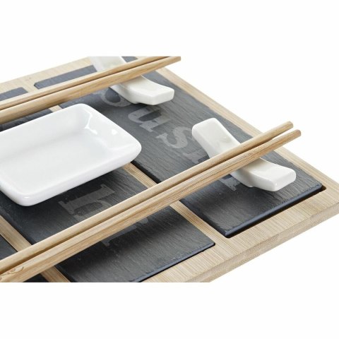 Zestaw do Sushi DKD Home Decor Bambus Deska Czarny Naturalny Orientalny 25 x 19 x 3 cm