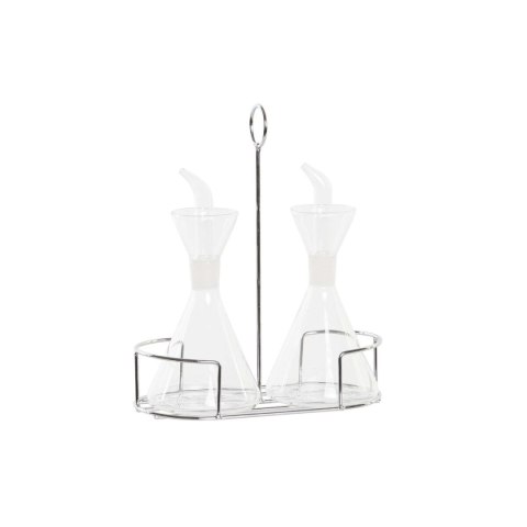 Zestaw do oliwy i octu DKD Home Decor 200 ml 19,5 x 10 x 23,5 cm Metal Przezroczysty 2 Sztuk Szkło borokrzemowe