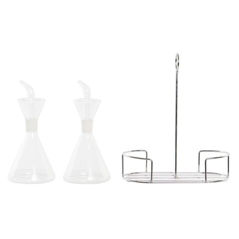 Zestaw do oliwy i octu DKD Home Decor 200 ml 19,5 x 10 x 23,5 cm Metal Przezroczysty 2 Sztuk Szkło borokrzemowe