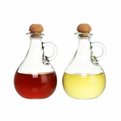 Zestaw do oliwy i octu DKD Home Decor 9 x 9 x 14,5 cm Szkło Przezroczysty Korek 230 ml 2 Sztuk