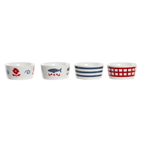 Zestaw do przystawek DKD Home Decor 19,7 x 19,7 x 1 cm Naturalny Czerwony Niebieski Biały Kamionka Śródziemnomorski Domy