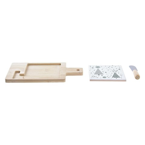 Zestaw do przystawek DKD Home Decor Biały Kolor Zielony Bambus Kamionka (21,5 x 11,8 x 1,5 cm)
