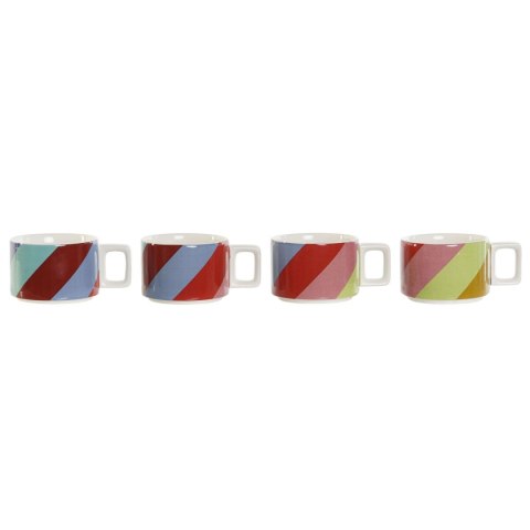 Zestaw filiżanek do kawy DKD Home Decor Biały Wielokolorowy Jasnobrązowy Metal Bambus Dolomite 260 ml