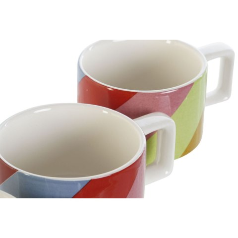 Zestaw filiżanek do kawy DKD Home Decor Biały Wielokolorowy Jasnobrązowy Metal Bambus Dolomite 260 ml